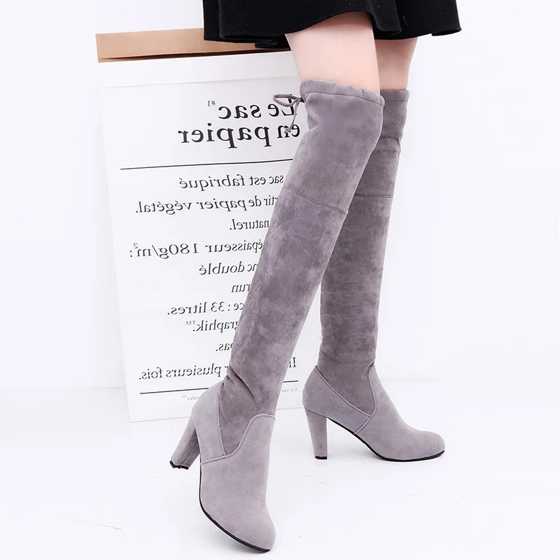 レディースストレッチニーハイブーツ、スリッポンプラットフォー - Knee High Sock Women のレビューと価格